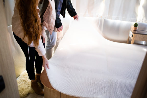 custom camper mattress with rounded corners